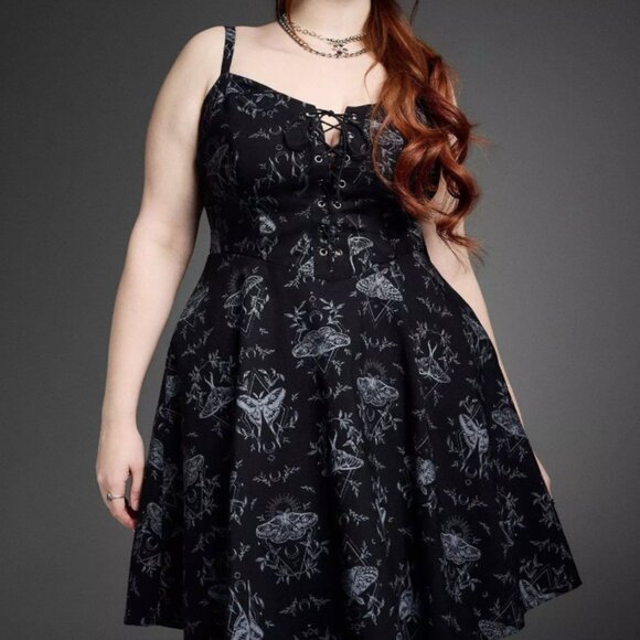 MYSTIC MOTH DEEP BLACK NIGHTFALL CORSET MINI DRESS 2 2X 18 20 NWOT - Picture 4 of 5